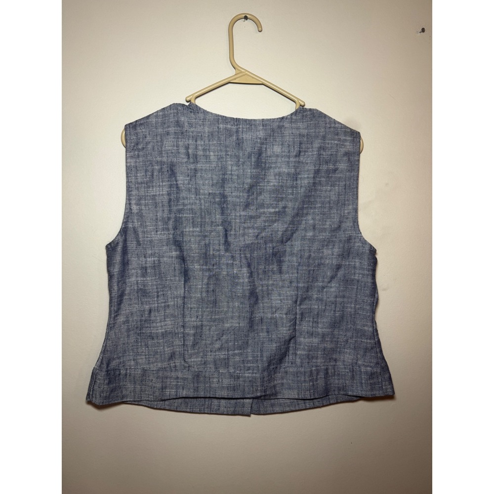 Joie Womens Blue Chambray Sleeveless Button Down Linen Blend Top Size M - Picture 3 of 5